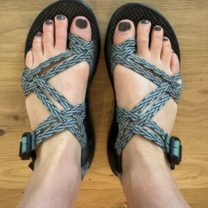 Chaco Black and Blue Sandals with Durable Sole